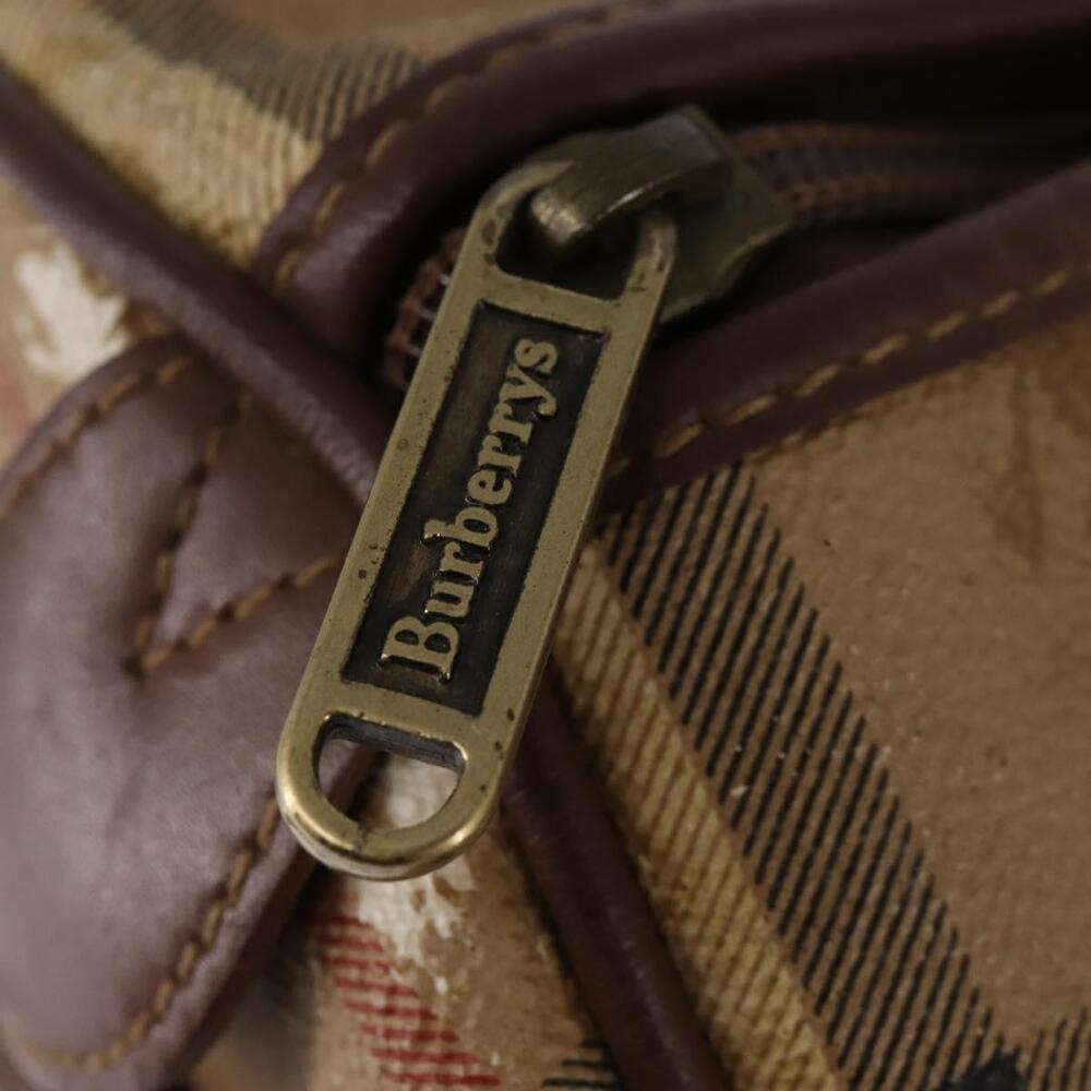 Burberrys Nova Check Boston Bag PVC Beige Gold Auth gh919 - Picture 10 of 16